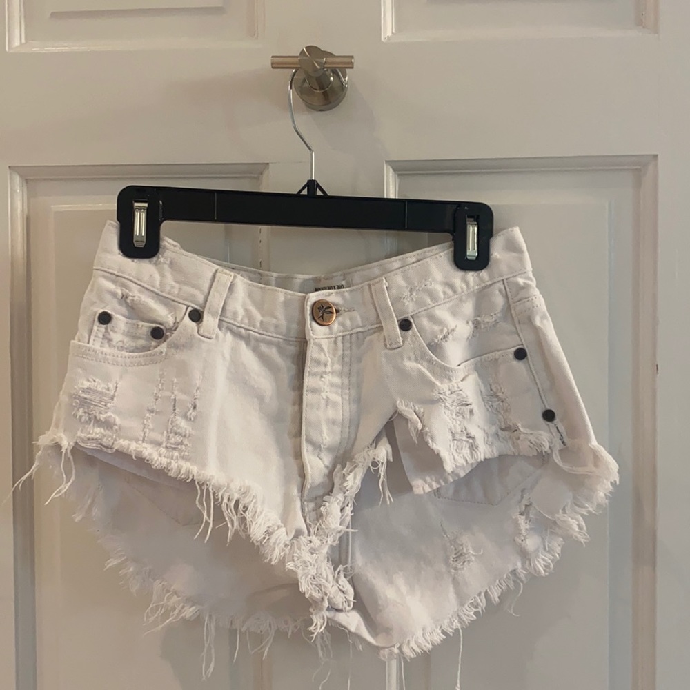 White One Teaspoon Jean Shorts